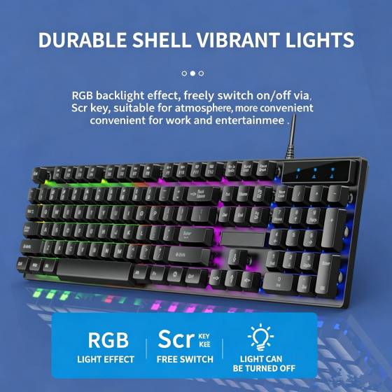 RGB Backlit  Gaming Keyboard  104 -KEY
